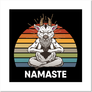 Namaste Yoga Meditation Goat Posters and Art
